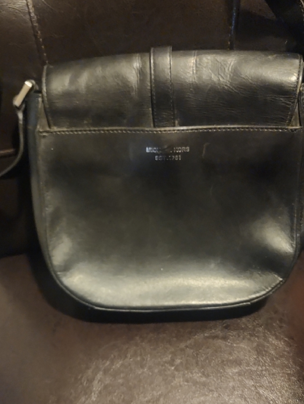 Michael Kors Black Leather Messenger Crossbody with Silver Tone Accent - Picture 3 of 7